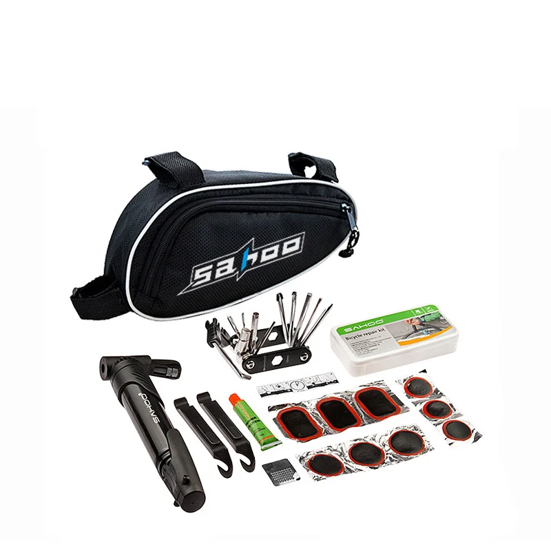 

Multifunction Bicycle Tool Repair Kit Set With Pump Bag Bicycle Accessory Black