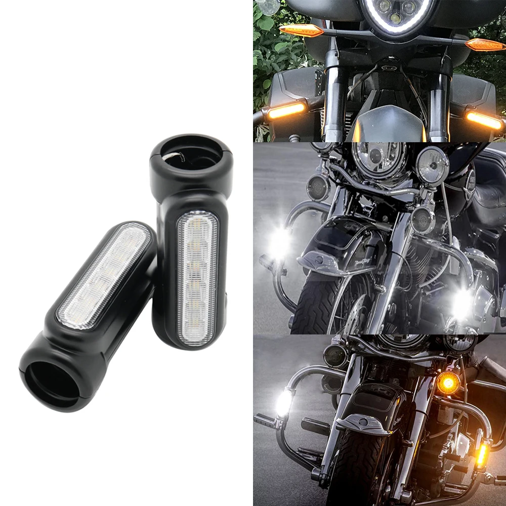 

Black/Chrome Motorcycle Highway Bar Switchback Driving Light for Crash Bars For Harley Davidson For VCTORY turn signal light