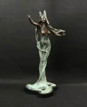 

Modern Europe Woman Sculpture Bronze Statue Beauty Art Handicraft for Home Decor THE GIRL WITH LONG HAIR
