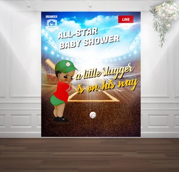 

HUAYI Baseball Baby All Star Backdrop Photography fondo newborn little prince photophone baby shower banner background sm-001