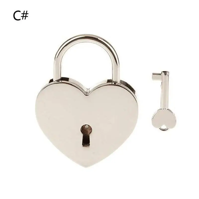 5 цветов в форме сердца старинный стиль старинный мини-замок с замком для ключей RYW4791 - Цвет: Silver