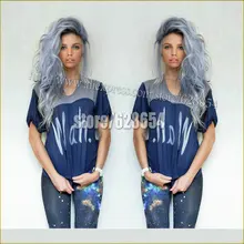 Middle Part Natural Wave Summer Hot Style Pastel Blue Synthetic Lace Front Wig Heat Resistant Light Blue Wig Long Wigs For Women