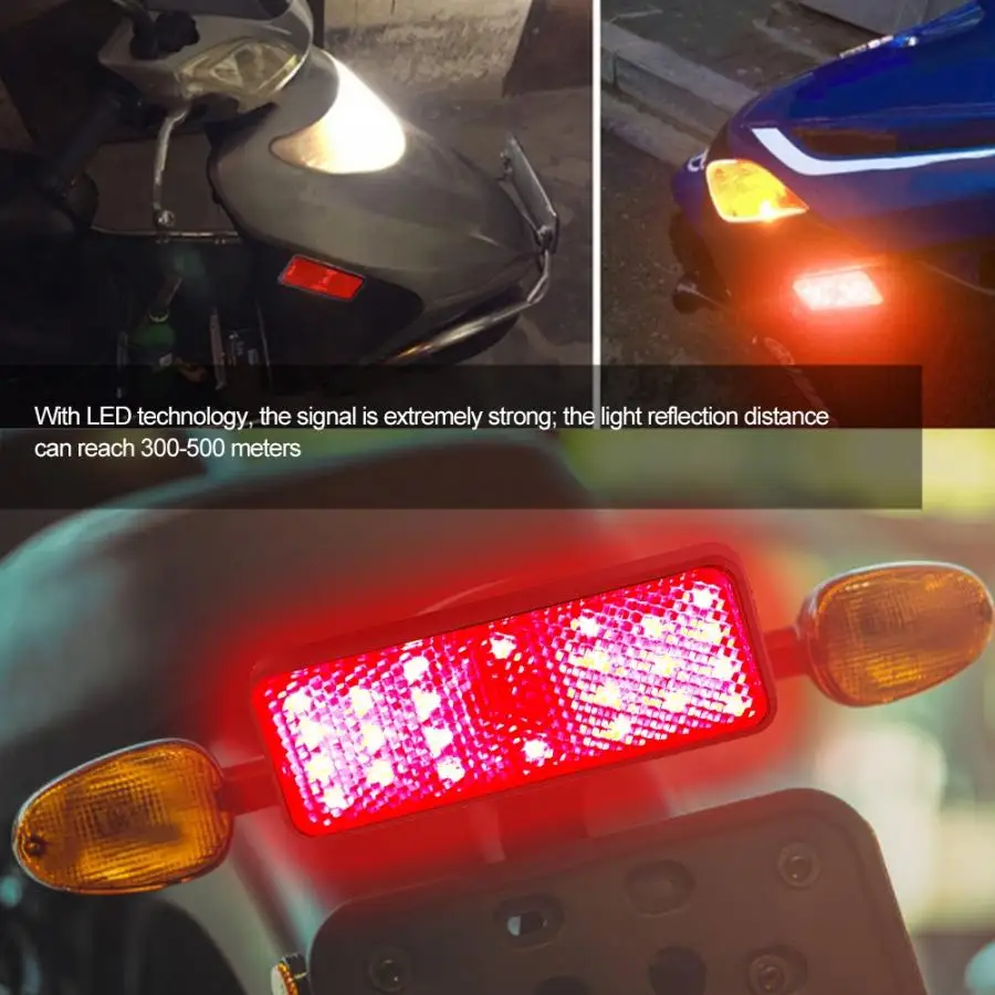 

1 Pair Universal Motorcycle LED Reflector Driving Rear Brake Tail Light for motorcycle automobile ATVs mopeds electric vehicles