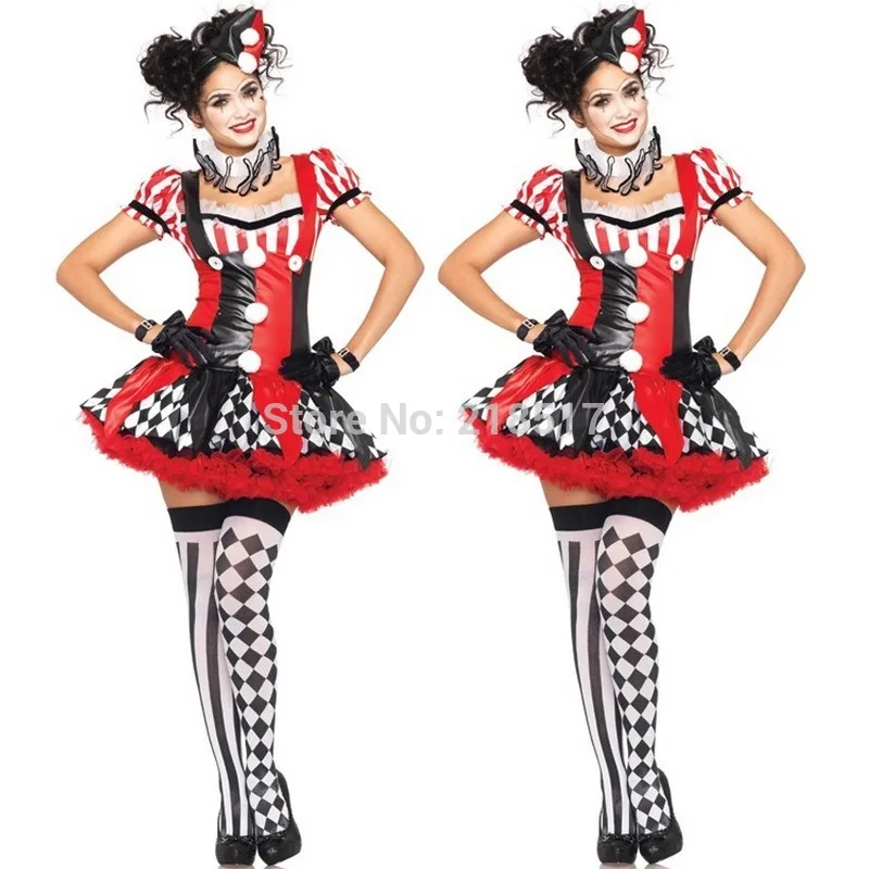 Женский карнавальный костюм Harley Quinn вечерние юбки клоуна на Хэллоуин платья для