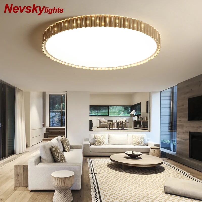 

Modern LED Ceiling Lights For Living Room Lamp Ceiling profiles gold metal Rooms Lighting Round Bedroom Lamp with Remote Control