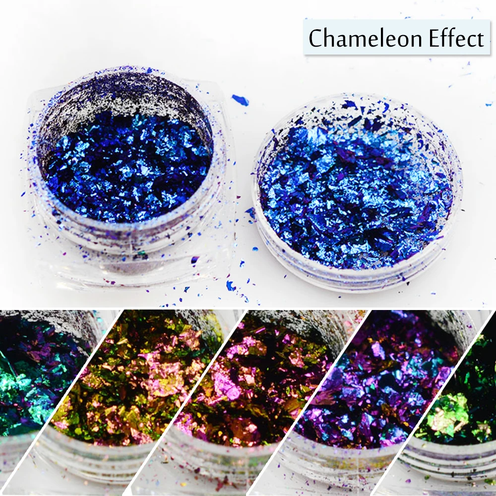 

1 Bottle New Sparkling Chameleon Color Nail Designs Mixed Colored Nail Art Glitter Powder Holographic Polish Manicure SABS01-06