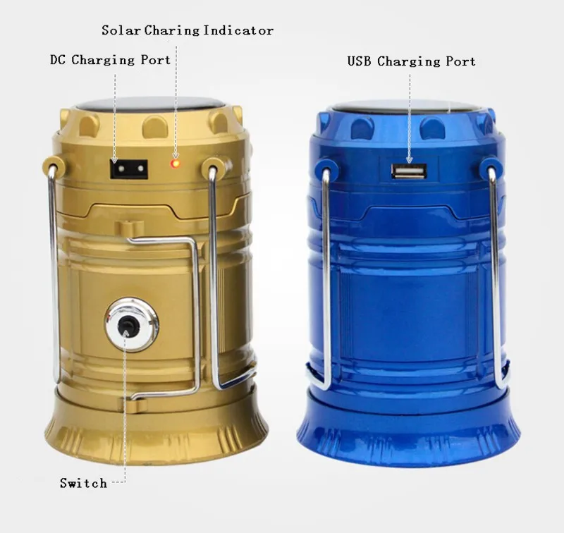36 шт./лот 2 в 1 Перезаряжаемые втянут 6 светодиодный солнечный Фонари Кемпинг Аварийный светодиодный фонарик с зарядка через usb Порты и разъёмы