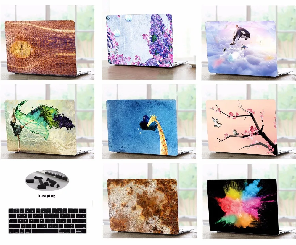 

Print Shell Case Keyboard Cover Dust Plugs For 11 13" Macbook Air A1465 A1466 13 15" Pro A1502 A1278 Touch Bar A1706 A1708 A1707