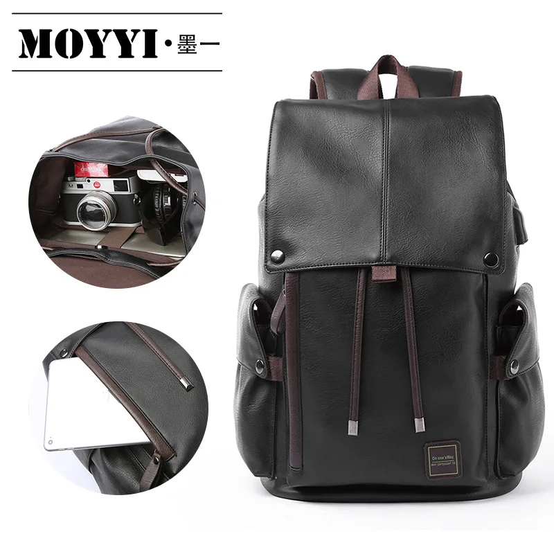 

New Fashion Man Backpack Man Backpacks for Teenagers Luxury PU Leather Designer Travel Backpacks High Quality Mens