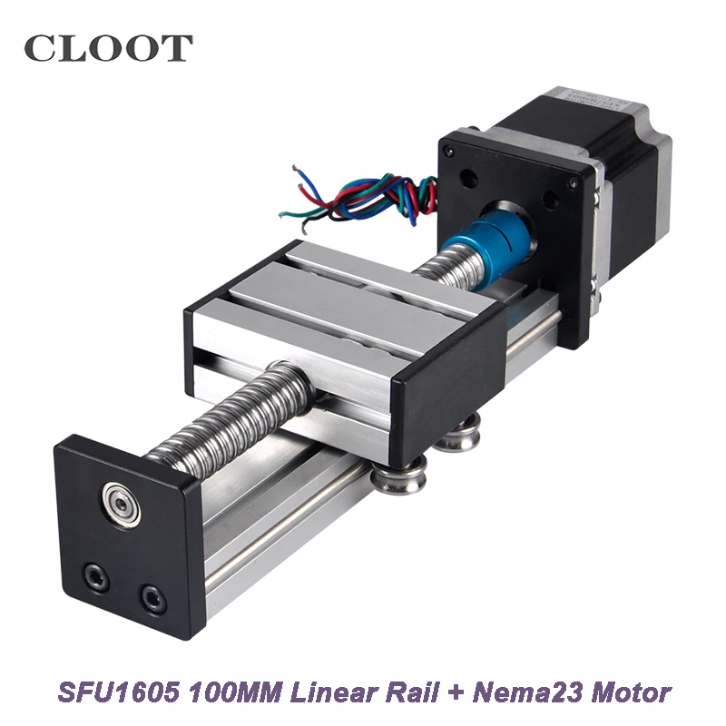 

100MM Ball Screw CNC Linear Guide Moving Table Mould+1pcs Nema 23 motor 57 Stepper Motor Linear Rail