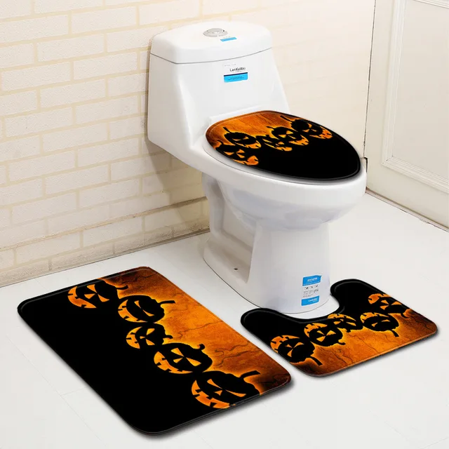 Zeegle Halloween Pumpkin Bath Mat Bathroom Floor Mat Non slip Toilet