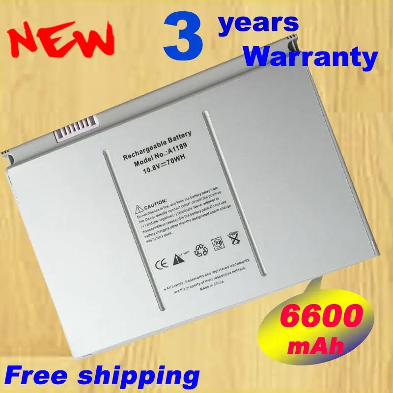 

6600mAh Laptop Battery A1189 For Apple MacBook Pro 17 Inch MA092T MA897X/A MA611B A1151 A1212 A1229 A1261