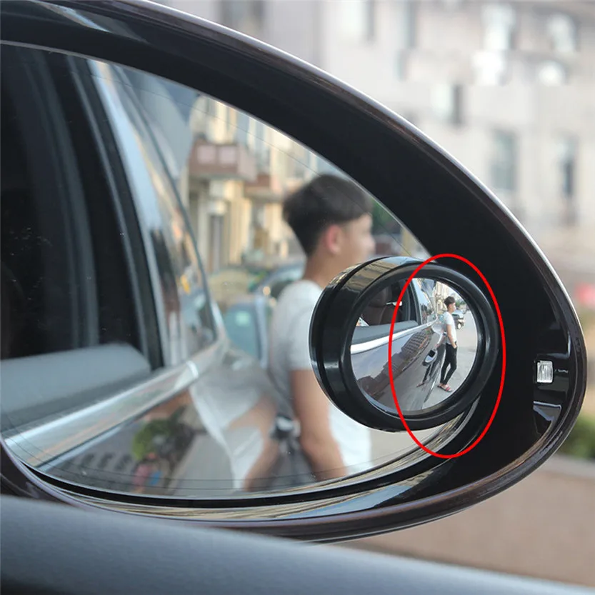 2/" Dia Round Convex Car Side Wide Angle Rear View Blind Spot Mirror Black