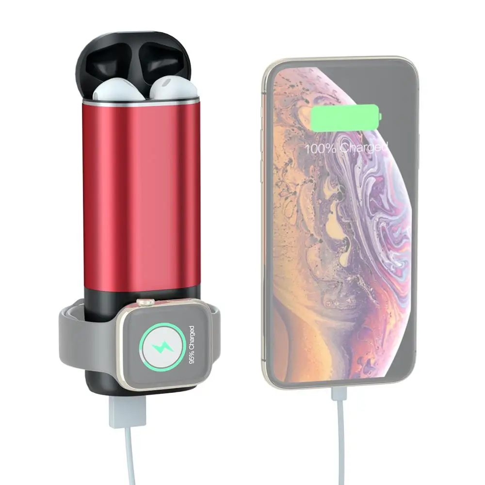 

3 In 1 Qi Wireless Charger Power Bank 5200mAh for iPhone XS for Apple Watch 4/3/2/1 Series AirPods Portable Mobile Phone Charger