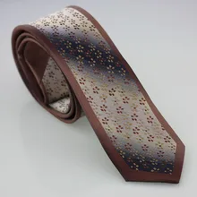 Yibei Coachella Галстуки Точка Цветочные галстук черный Гэри с коричневым граничит узкий галстук из микрофибры Moda Gravatas де Седа Classica