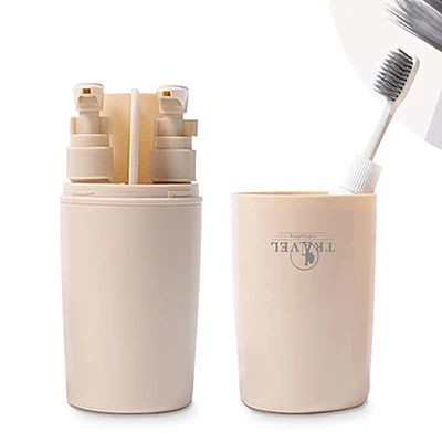 

HS040 Fashion 4in1 Portable bottle washing cup for travel toothbrush box 6.8*6.8*20cm