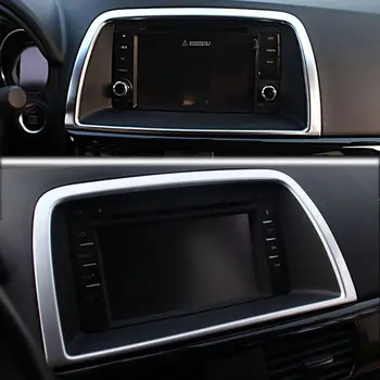 

1Pc Chrome Front Center Console Audio Panel Frame Trim Cover Fit For Mazda CX-5 2012-2015 Car Styling Auto Accessories