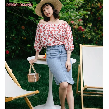 

High Waist Women's Long Skirt with Pocket Zipper and adjusted Button Loose Denim Skirts