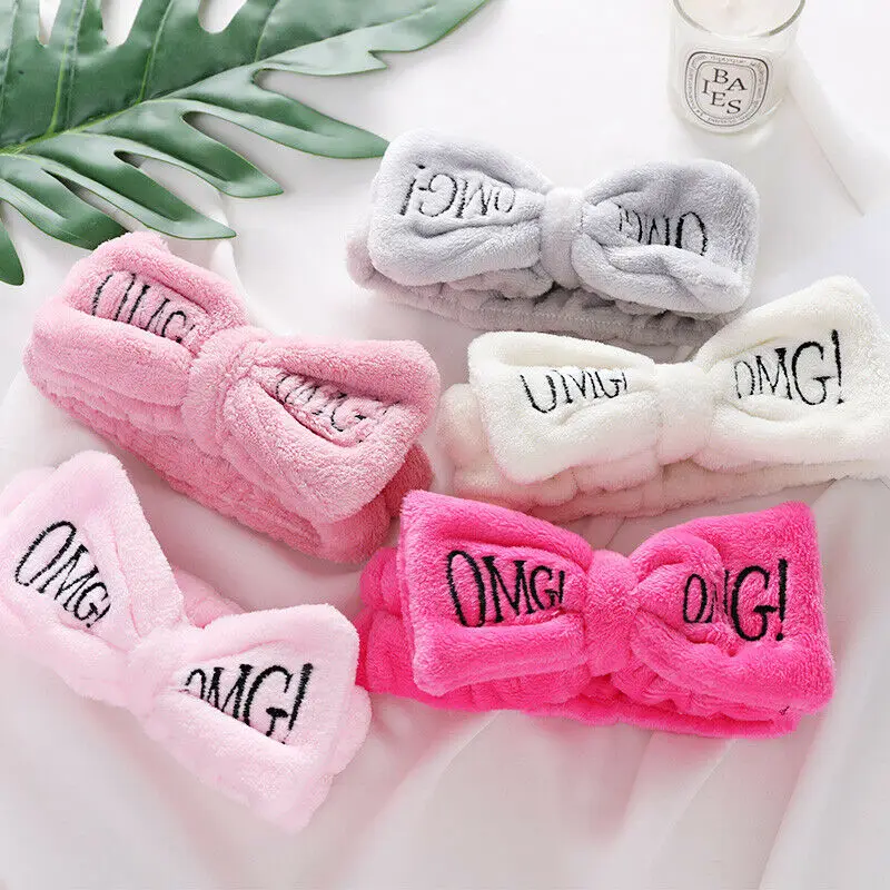 

New Letter"OMG" Coral Fleece Soft Bow Headbands For Women Girls Cute Hair Holder Hairbands Hair Bands Headwear Hair Accessories