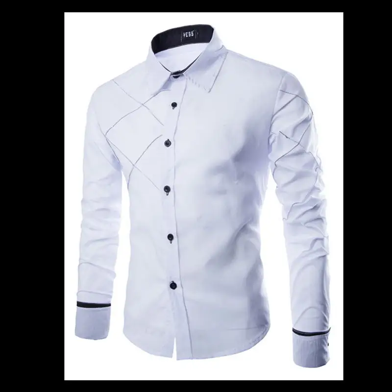Модный бренд Camisa Masculina, рубашка с длинным рукавом, Мужская Корейская приталенная дизайнерская официальная повседневная мужская рубашка, размер M-3XL - Цвет: Белый