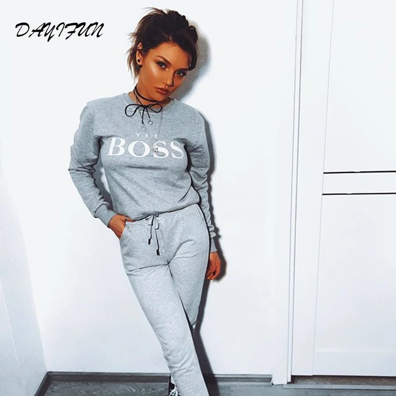 

DAYIFUN 2019 Women Sweatshirts Ladies Causal Letter BOSS Printed Hooded Sweatshirt Pullover Tops Sudadera Mujer Pullover C338