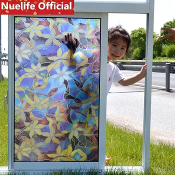 

45x100cm Plant flower pattern glazing glass film opaque toilet sitting room living room bedroom balcony window door film N4