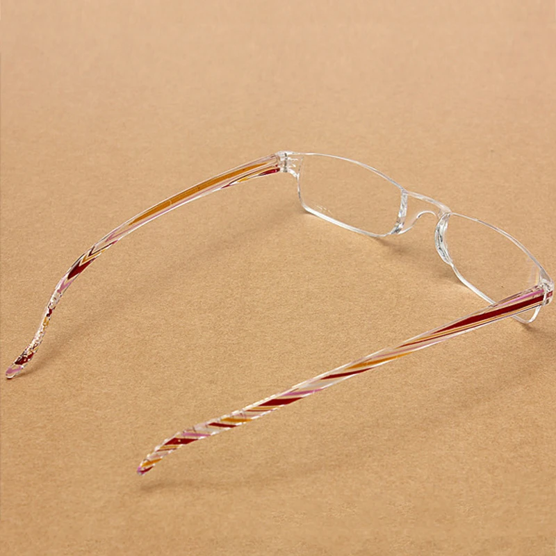 Мужские и женские пластиковые бескаркасные ультра-светильник очки для чтения очки ретро полоса Смола очки R102