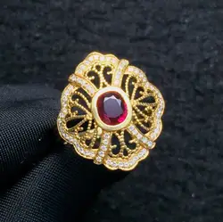 Fine Jewelry 18 K желтое золото натуральным голубь кровавый красный рубин со стразами Свадебные Обручение женские Кольца для Для женщин