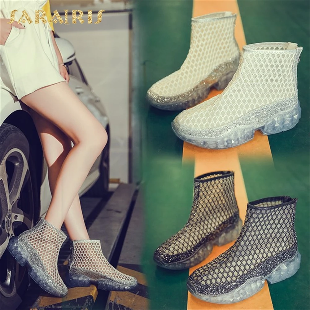 

Sarairis Brand New INS Hot Big Size 35-40 Ladies Med Heels Bling Hollow Women Shoes Woman Casual Summer Autumn Ankle Boots