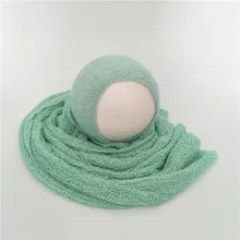 Эластичная вязаная пеленка и комплект с капором для новорожденных реквизит для фото новорожденных Комплект обертывания детская шляпа набор для фотосъемки