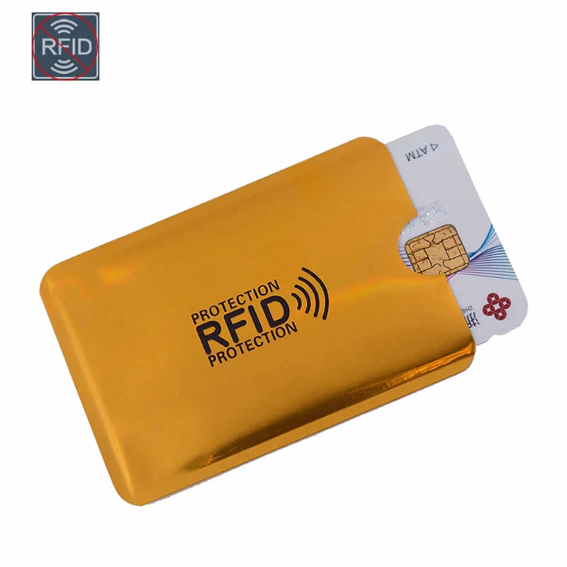 

Gold Laser Anti Rfid Wallet Blocking Reader Lock Bank Card Holder ID Bank Card Case Business Protection Metal Credit Aluminium