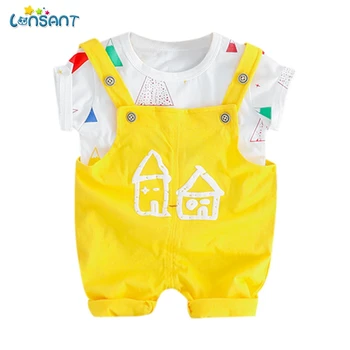 

LONSANT Summer Kids Boys Clothes Sets Baby Short Sleeve T shirt+Overall Toddler Boy Clothing Casual Kids Outfits Baby N30