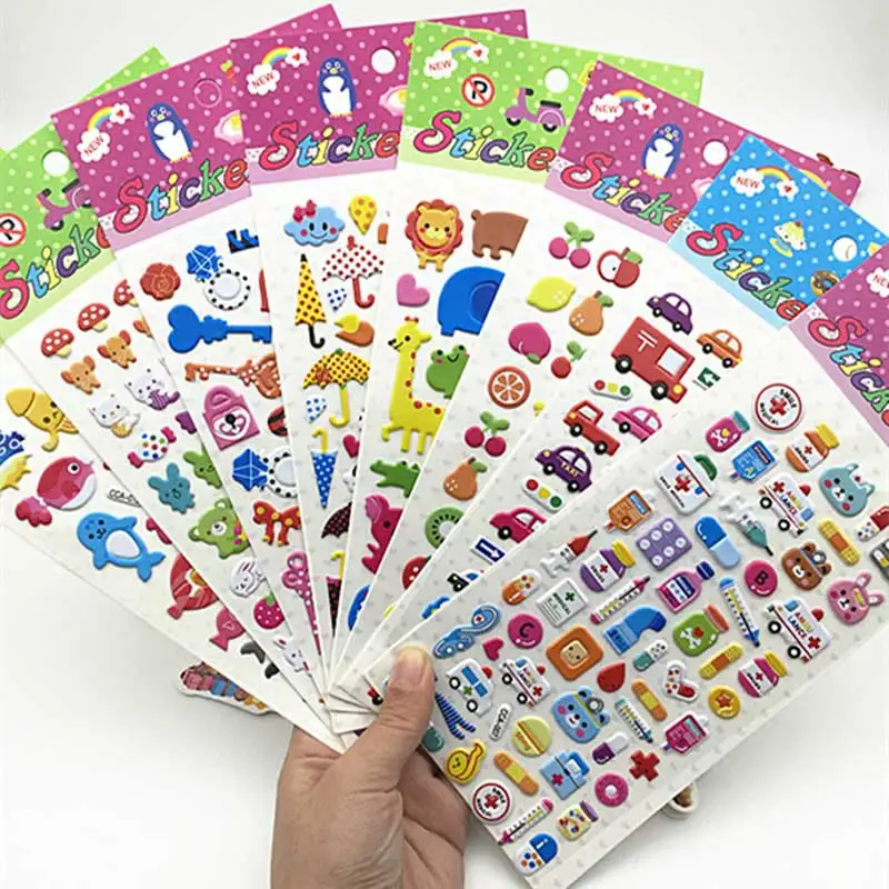 

6 Sheets Cute 3D Cartoon Animal PVC Bubble Puffy Stickers Scrapbook Kids Girl Boy Lion Classic Toys School Teacher Reward