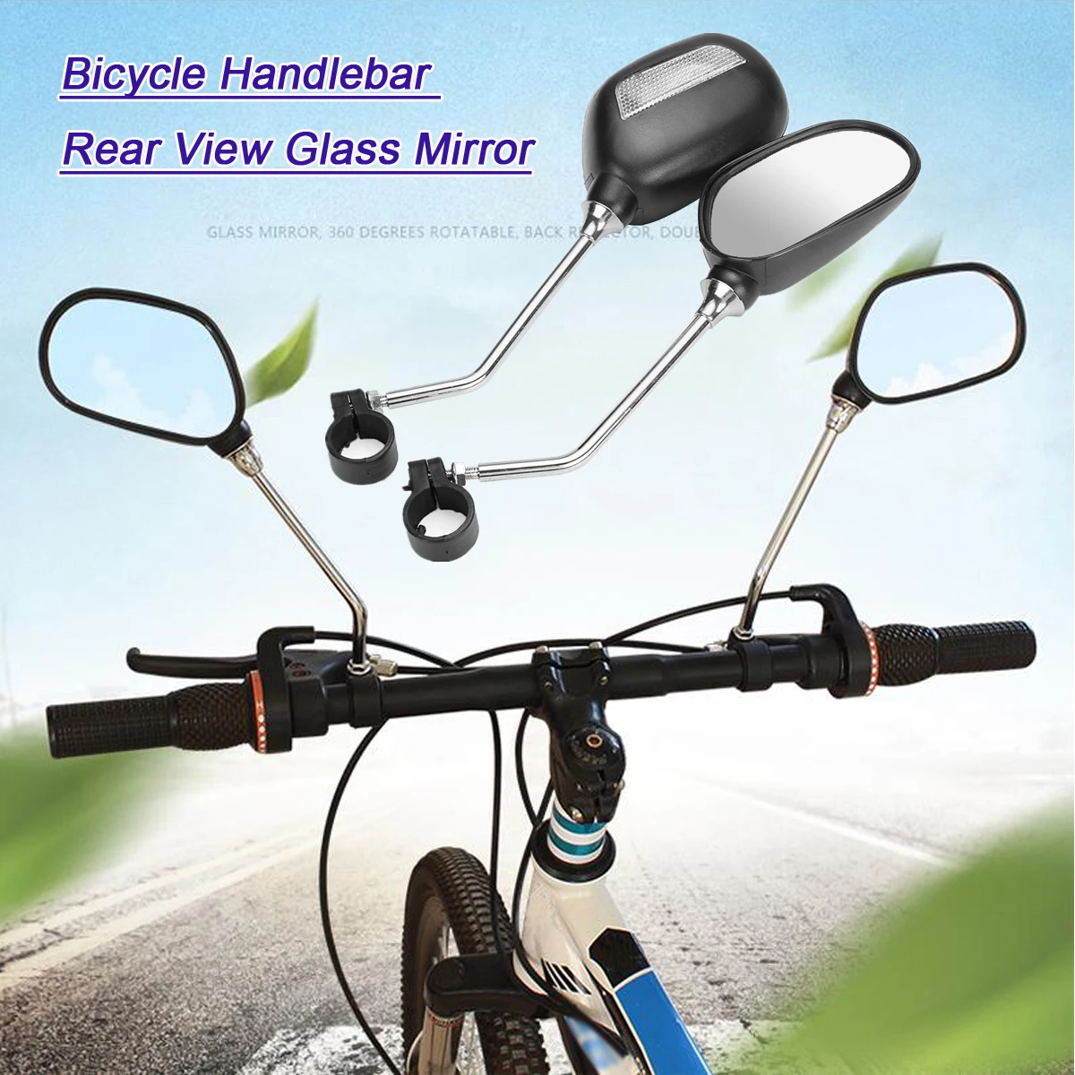 

2PCS MTB Road Bike Handlebar Rear View Glass Mirror Bicycle Mirrors Cycling Safety Reflectors Angle Adjustable Bike Mirrors