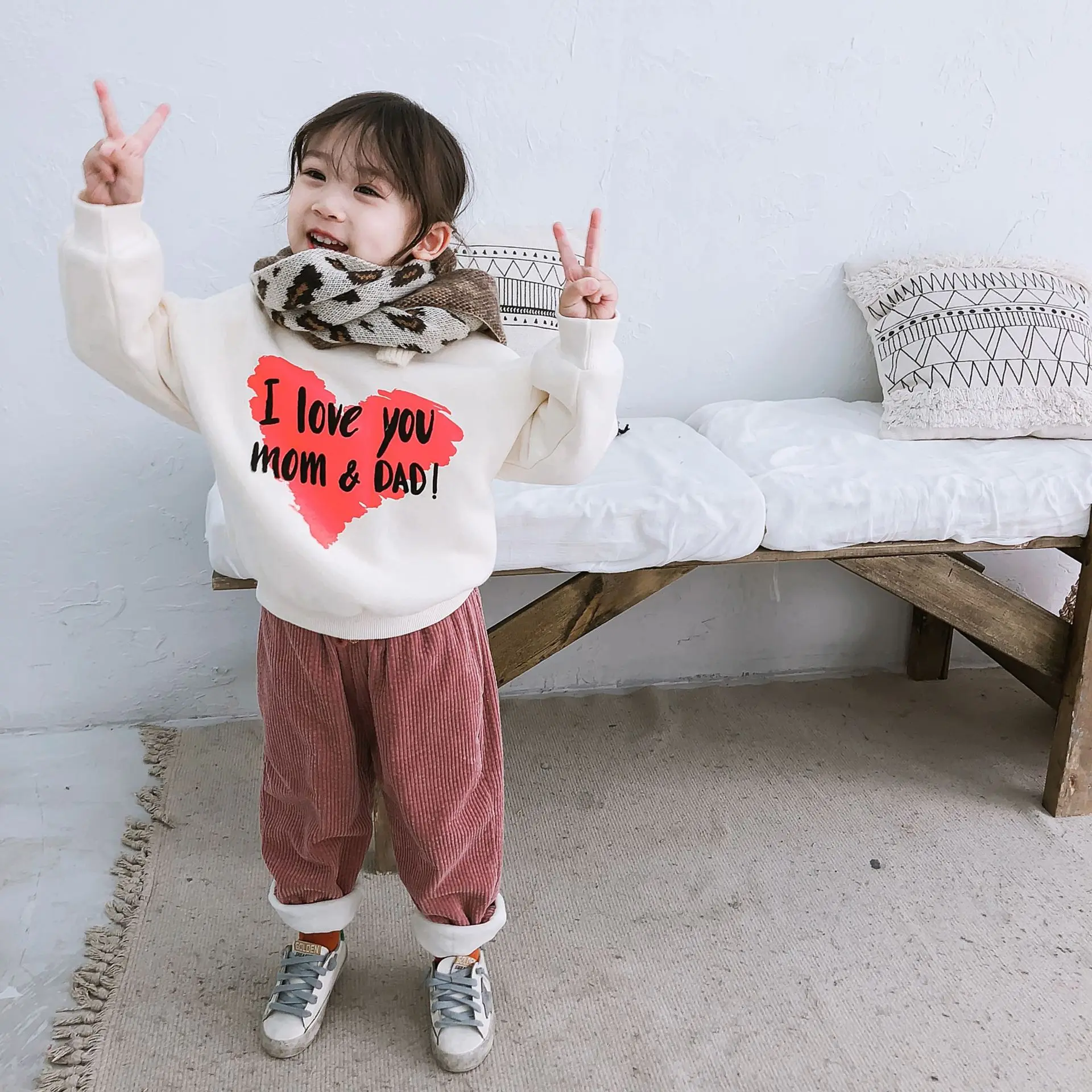 

2018 New Arrival Winter Korean style cotton Cute Cartoon Thickened And Velvet Warm all-match hoodie for cute sweet baby girls
