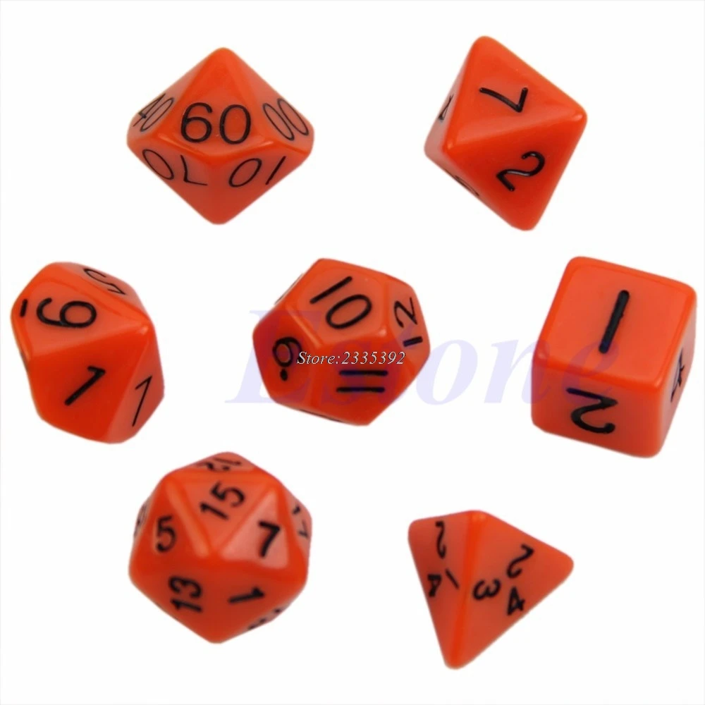 Набор из 7 Гранник D4 D6 D8 D10 D12 D20 Подземелья и Драконы D & D RPG разнообразные игральные кости игры