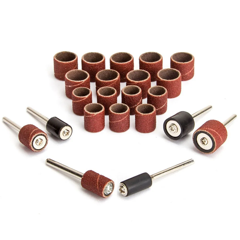 

132Pcs Sanding Sleeves Abrasive Cylinders 80 Grit with Mandrels Drum Sanding Kit LB88
