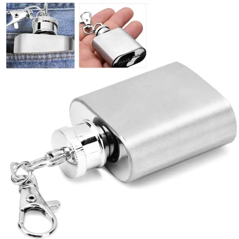 

Personalize Car Key Ring Chain Mini Stainless Steel Flagon 1 Oz Keyring Small Wine Bottle Metal Keychain Men Gift Auto Accessory