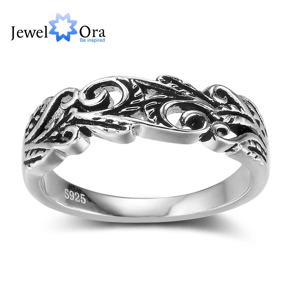 Punk Style Hollow Out Fashion Solid 925 Sterling Silver Rings For Women Party Jewelry (JewelOra RI102355)