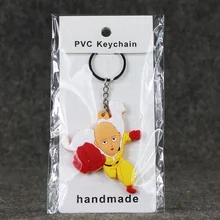 Anime One Punch Man PVC Keychian Saitama Sensei Handmade Keychain Keyring Gift for Boys and Girls