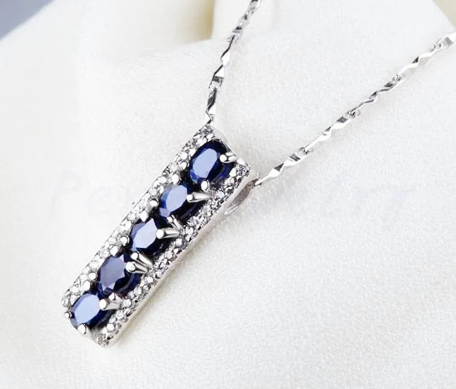 Сапфировое Ожерелье Подвеска натуральный настоящий сапфир 925 Серебро Изысканные синие драгоценные камни 0.35ct* 5 шт драгоценный камень# Z18050706