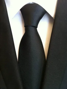 

NEW Mens woven tie formal ties Solid black gravatas