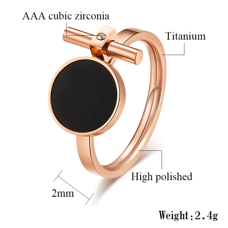 Г. Лидер продаж, модные роскошные украшения, кольцо Изысканная красота черной эмалью и циркон Титан розовое золото Цвет бренд кольцо для Для женщин