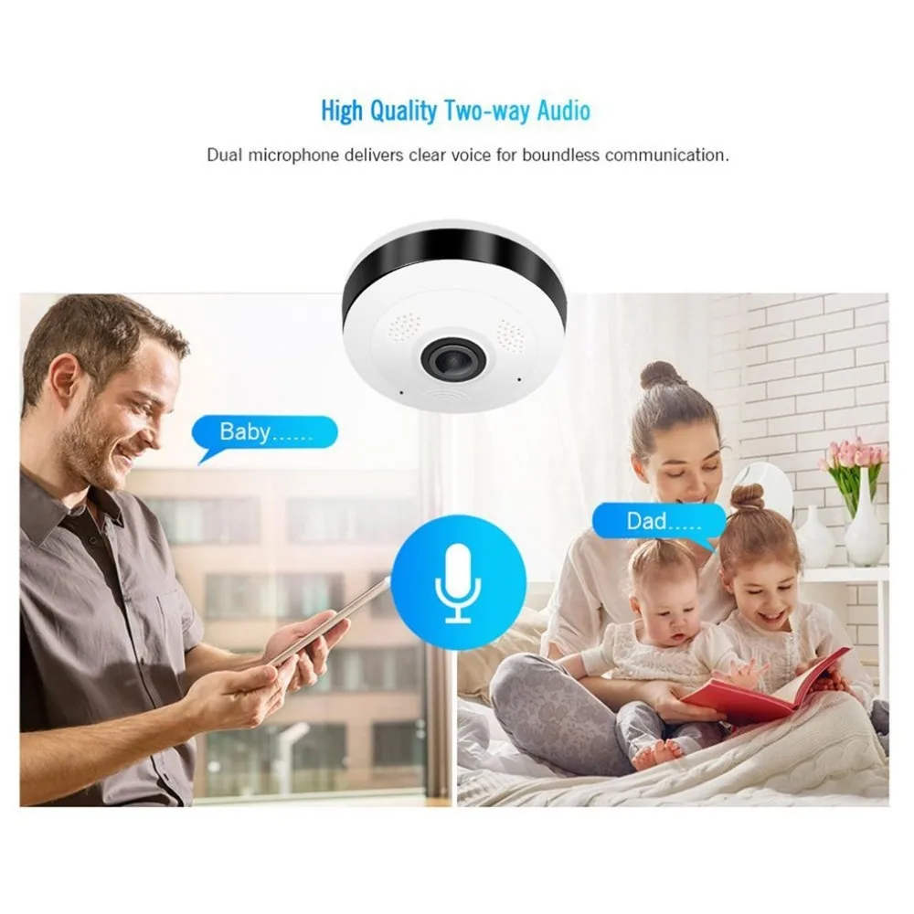 Wifi Mini IP Camera 360 Degree Home Security Wireless Panoramic Fish-eye CCTV Camera 1.3MP 960P Video Security Camera
