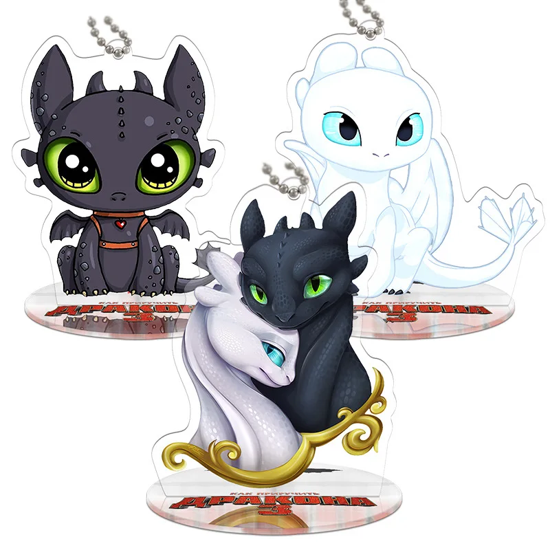 

How To Train Your Dragon 3 Toothless Light Fury PVC Key Chain Toys Cartoon Animals Key Holder As A gift for Children
