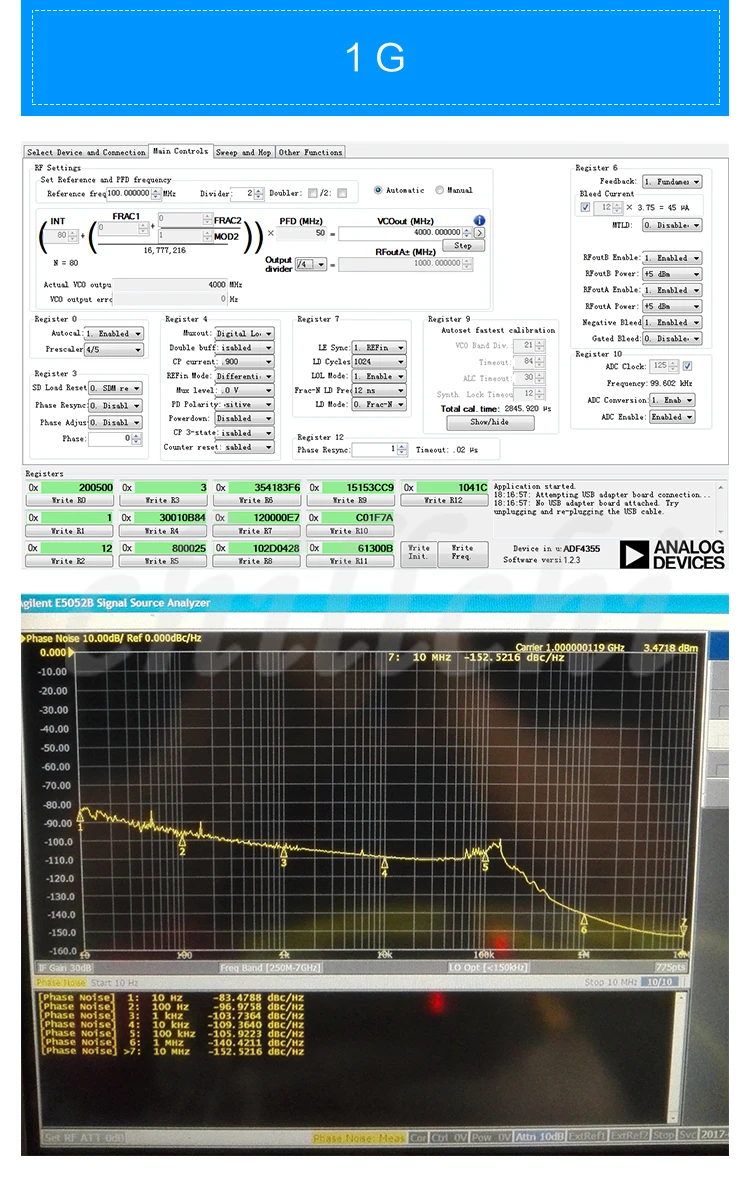 Источник радиочастотного сигнала 54 M-13,6G для ADF5355 фазового циклического модуля официального компьютера