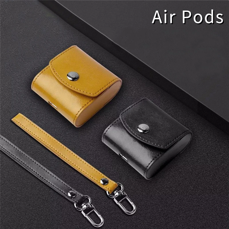 

Earphone Cases For Apple Airpods Accessories For iPhone AirPods Case Key PU Leather Storage Bag Earphone Cover With Keychain