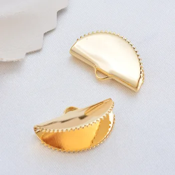 

10PCS Wide 15MM 20MM 25MM 24 K Gold Color Brass Arc -shaped Rope End Closure Hook High Quality Jewellery Accessories