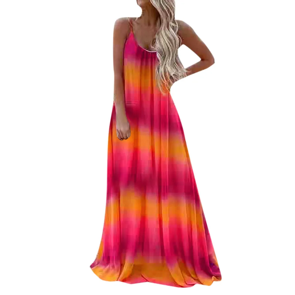 

KLV 2019 Summer Womens latest fashion O Neck Printed Beach Long Dresses Bohemian Party Dresses free shipping D4