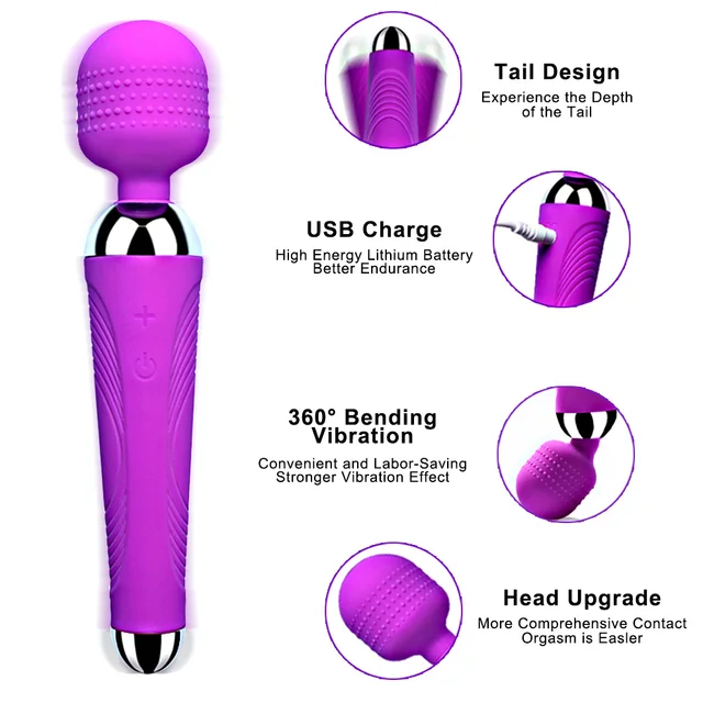 Consoladores inalámbricos AV para mujeres, varita mágica, estimulador de clítoris, masajeador recargable por USB, productos sexuales para Adultos 18 2
